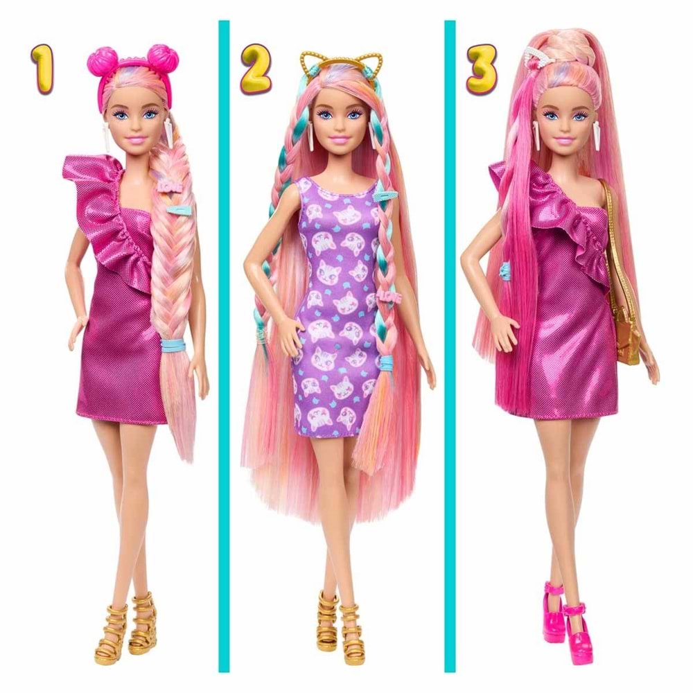 Barbie® Upuzun Muhteşem Saçlı Bebekler Pembe Saçlı Bebek JDC85