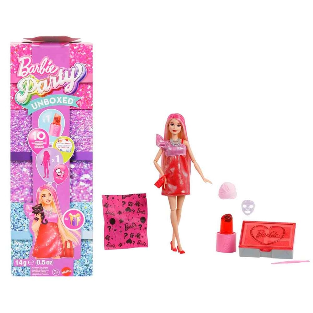 Barbie Party Unboxed™ Parti Sürprizi Bebek - Kırmızı JFY68