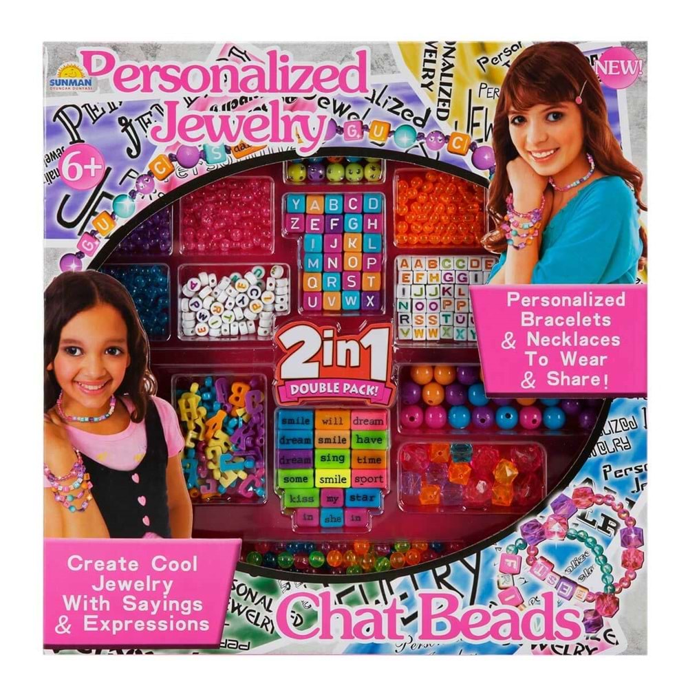 SUNMAN-11036 HOBİ SET 2IN1 BONCUK TAKI TASARIMI HARFLİ