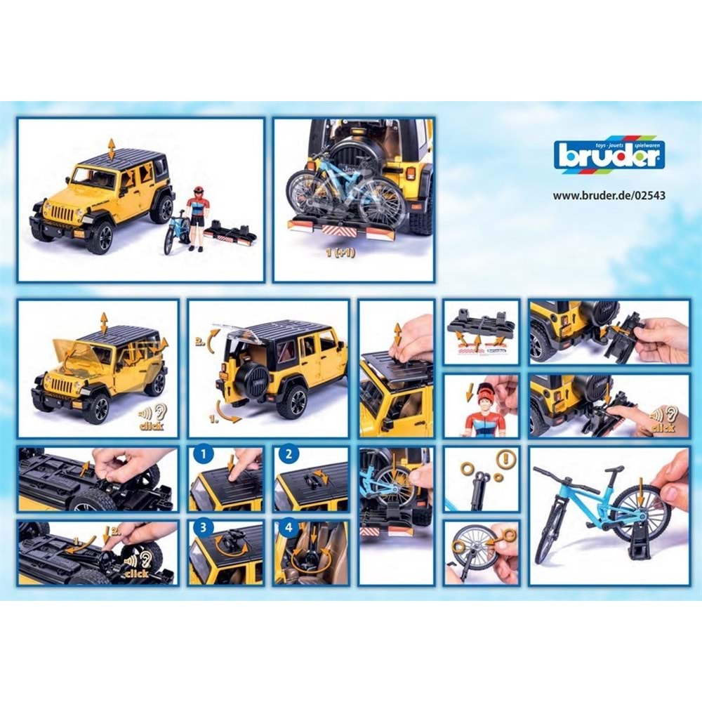 Bruder Jeep W. Rubicon & Bisiklet Ve Sürücüsü Br02543