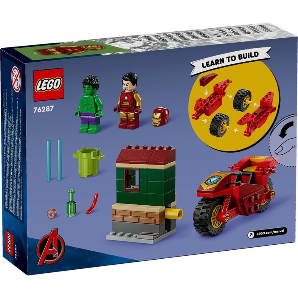 LEGO-76287 Marvel Motosikletli Iron Man ve Hulk