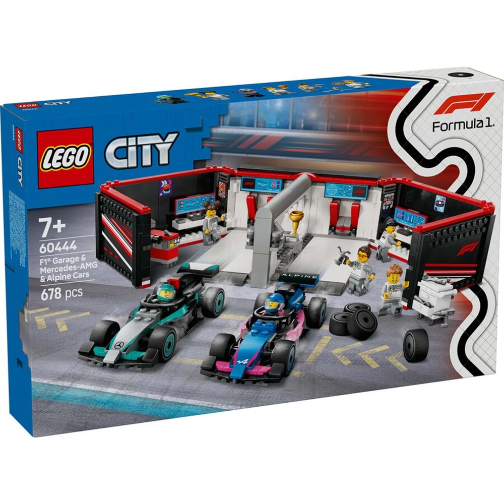 LEGO-60444 City F1 Garajı ve Mercedes-AMG ve Alpine Arabaları
