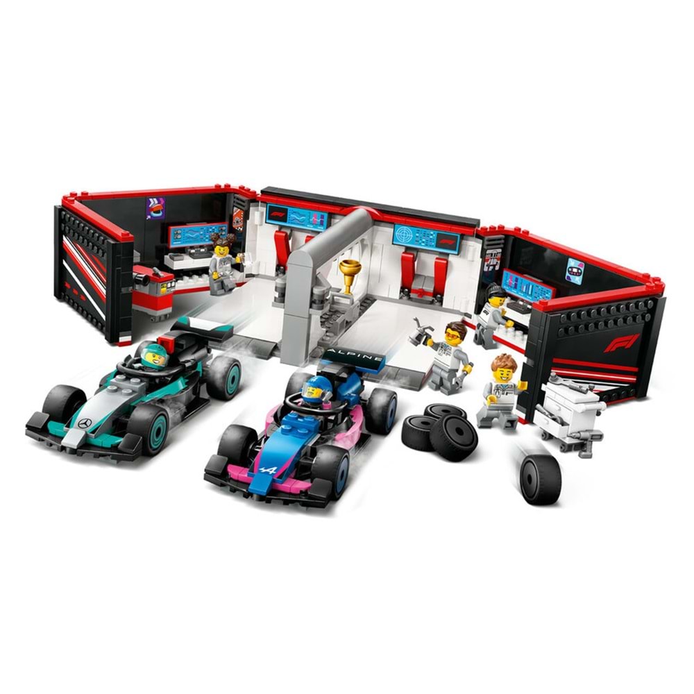 LEGO-60444 City F1 Garajı ve Mercedes-AMG ve Alpine Arabaları