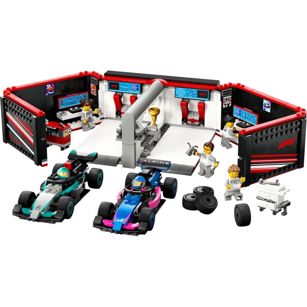 LEGO-60444 City F1 Garajı ve Mercedes-AMG ve Alpine Arabaları