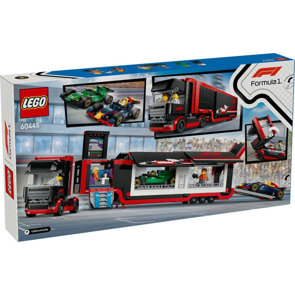 LEGO-60445 City RB20 ve AMR24 F1 Arabalı F1 Kamyonu