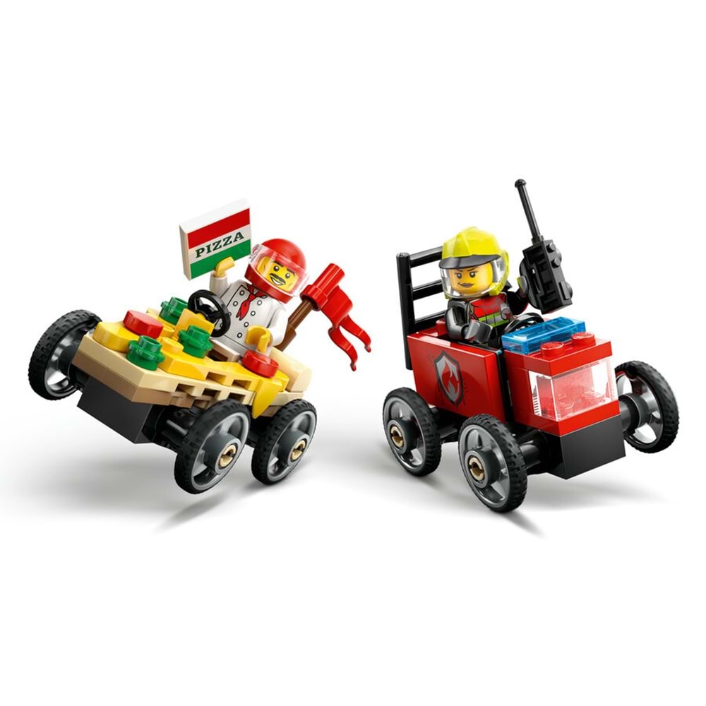 LEGO-60458 City Pizza Arabası İtfaiye Kamyonuna Karşı Yarış Arabası Paketi