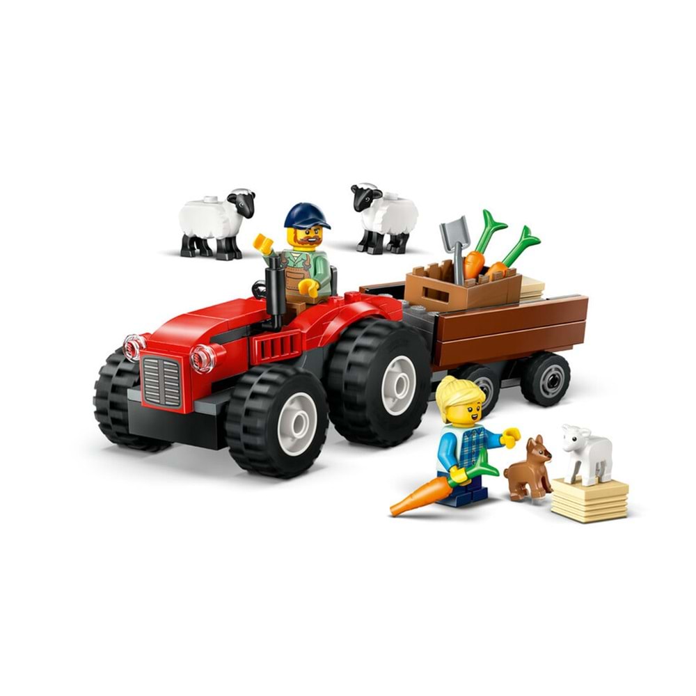 LEGO-60461 City Römorklu Kırmızı Çiftlik Traktörü ve Koyun