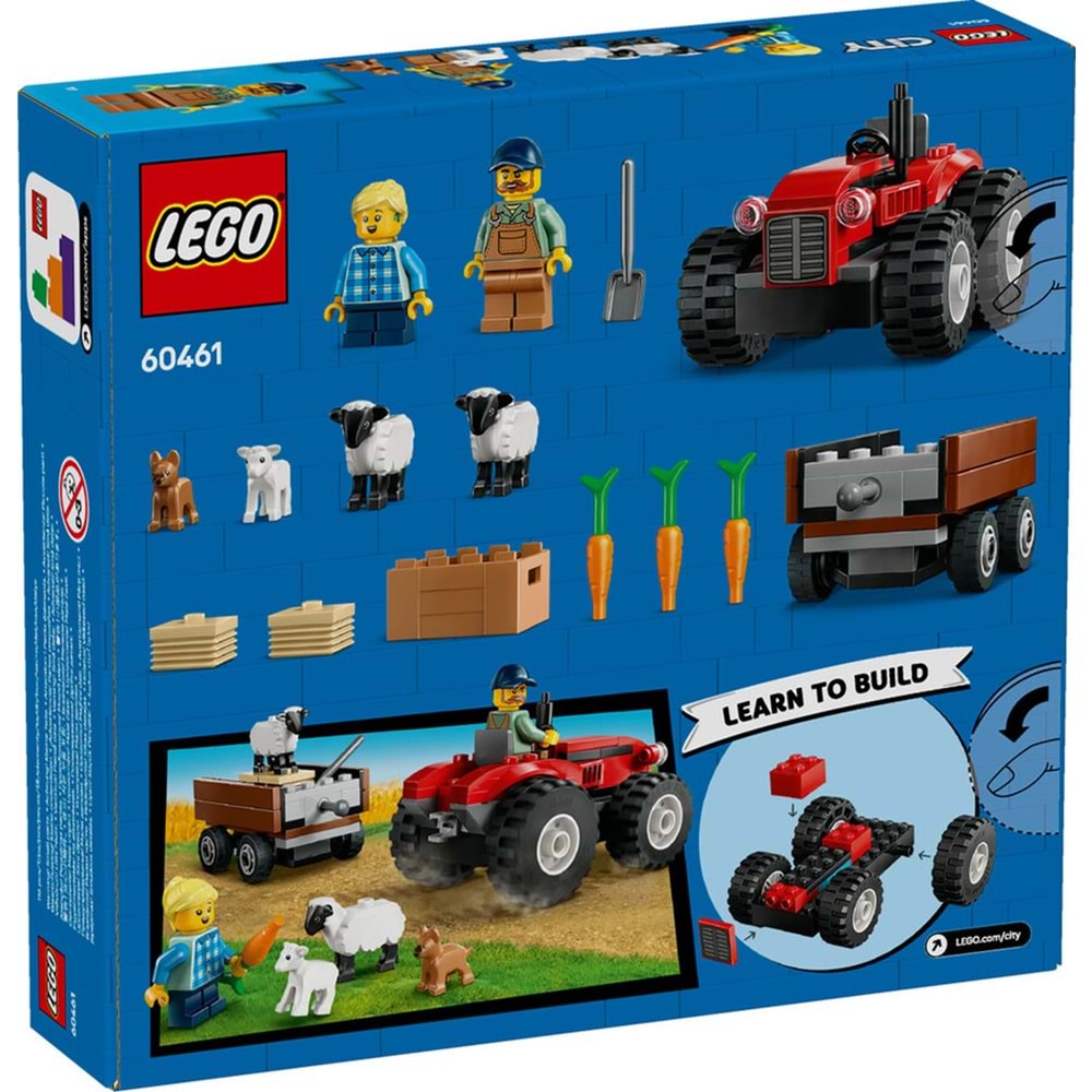 LEGO-60461 City Römorklu Kırmızı Çiftlik Traktörü ve Koyun