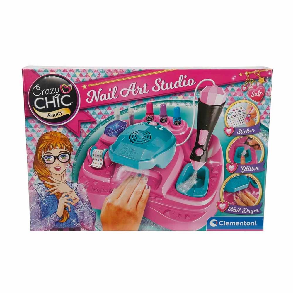 Clementoni-18730 Crazy Chic Oje Kurutucu Tırnak Süsleme ve Tasarım