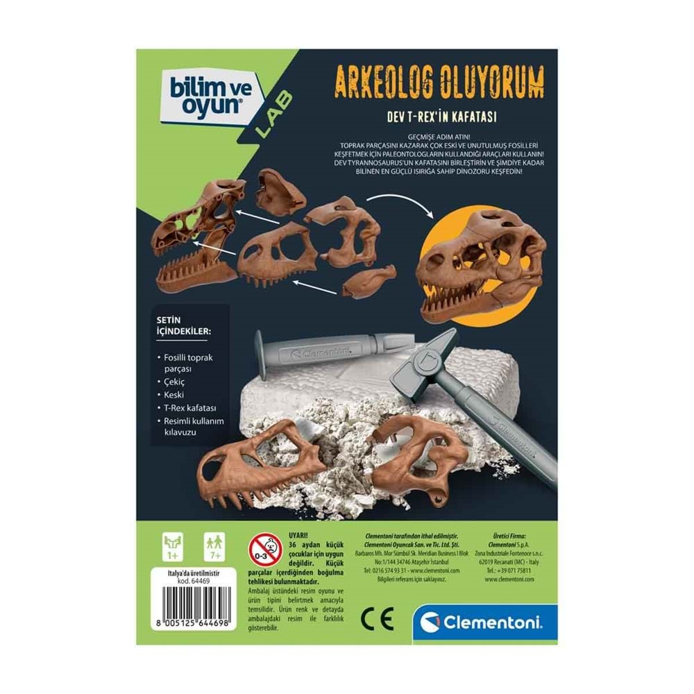 Clementoni-64469 Bilim ve Oyun T-Rex Kazı Seti