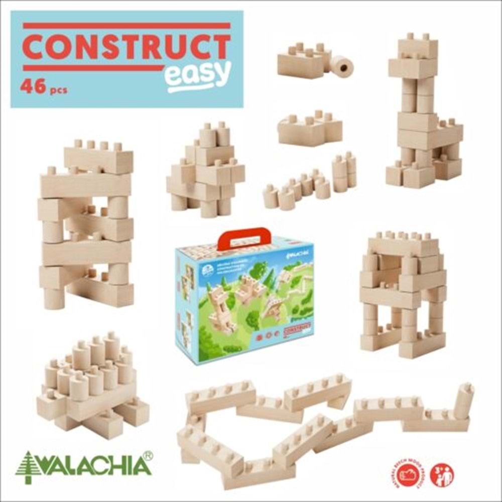 WALACHIA-W93 AHŞAP İNŞAAT SETİ 46 PARÇA MK-W93