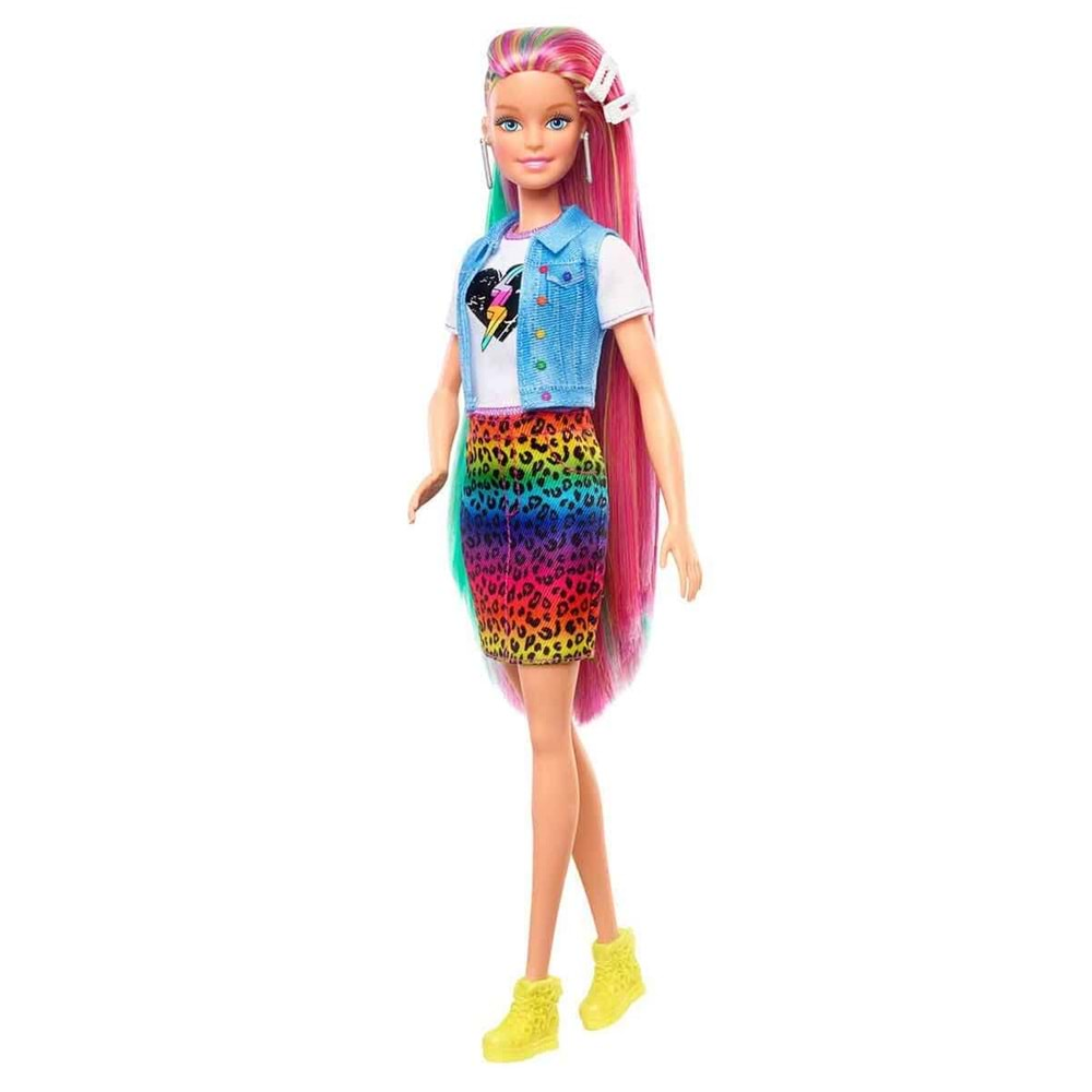 Barbie Leopar Desenli Saçlar Bebeği GRN81