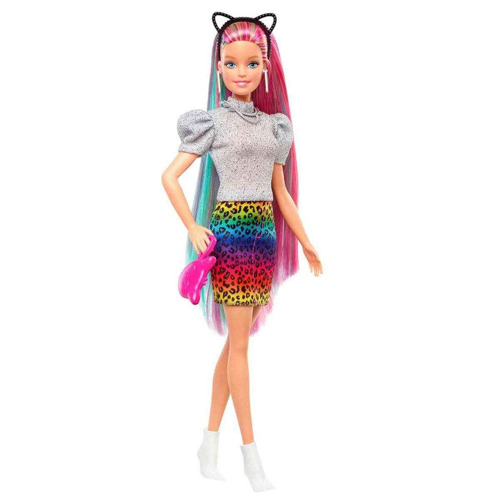 Barbie Leopar Desenli Saçlar Bebeği GRN81