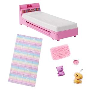 My First Barbie - İlk Bebeğim Barbie - Barbie'nin Yatağı Oyun Seti HMM64