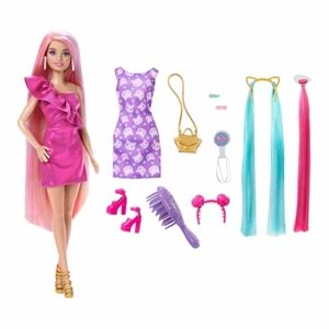 Barbie® Upuzun Muhteşem Saçlı Bebekler Pembe Saçlı Bebek JDC85