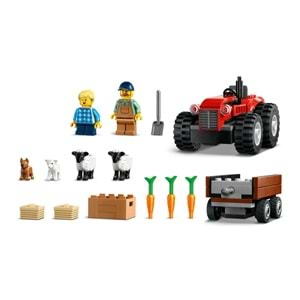 LEGO-60461 City Römorklu Kırmızı Çiftlik Traktörü ve Koyun