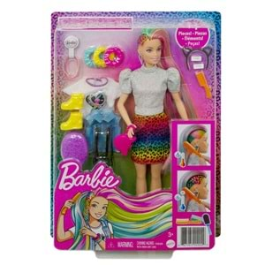 Barbie Leopar Desenli Saçlar Bebeği GRN81