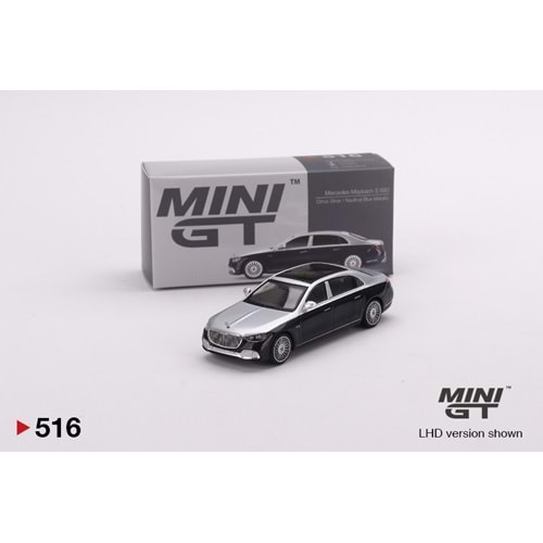 Mini GT 516 1:64 Mercedes-Maybach S680 Cirrus Silver / Nautical Blue Metallic