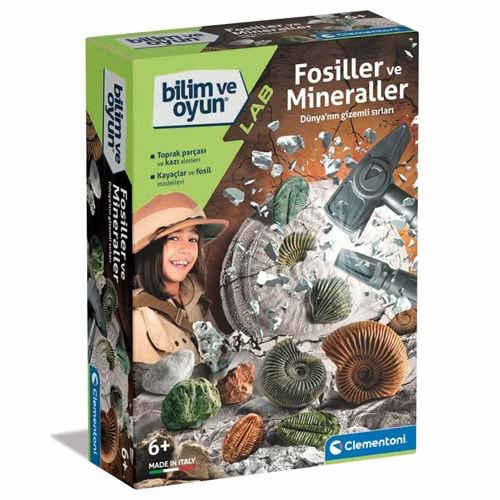 Clementoni-64336 Fosiller ve Mineraller Kazı Seti