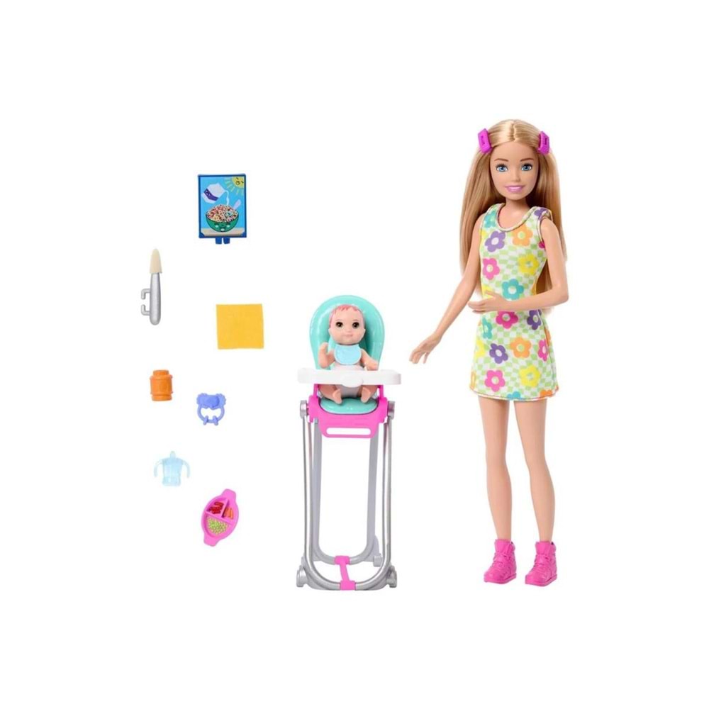 Barbie® Skipper® Bebek Bakıcısı™ Sarı Saçlı Bebek ve Oyun Seti HTK35
