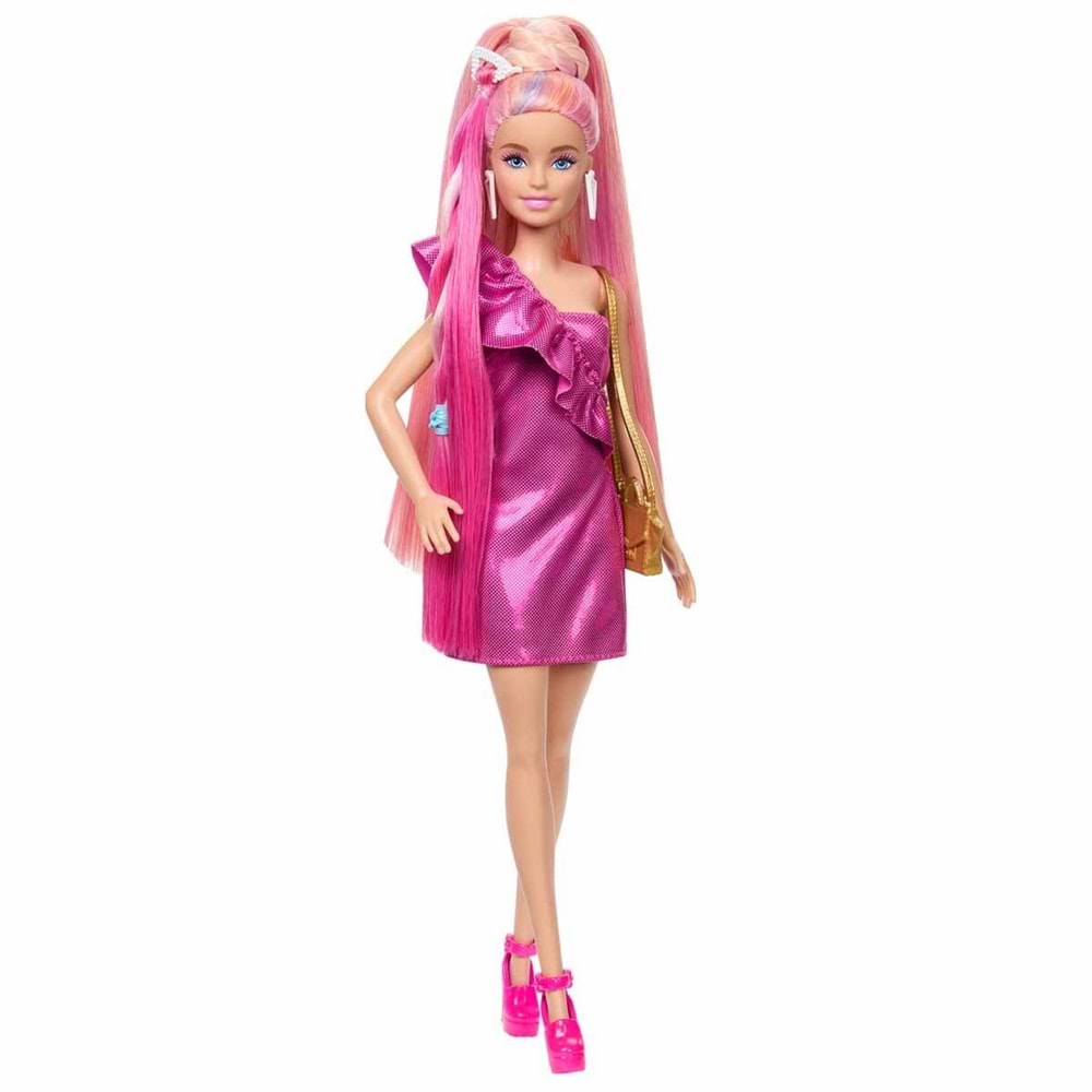 Barbie® Upuzun Muhteşem Saçlı Bebekler Pembe Saçlı Bebek JDC85