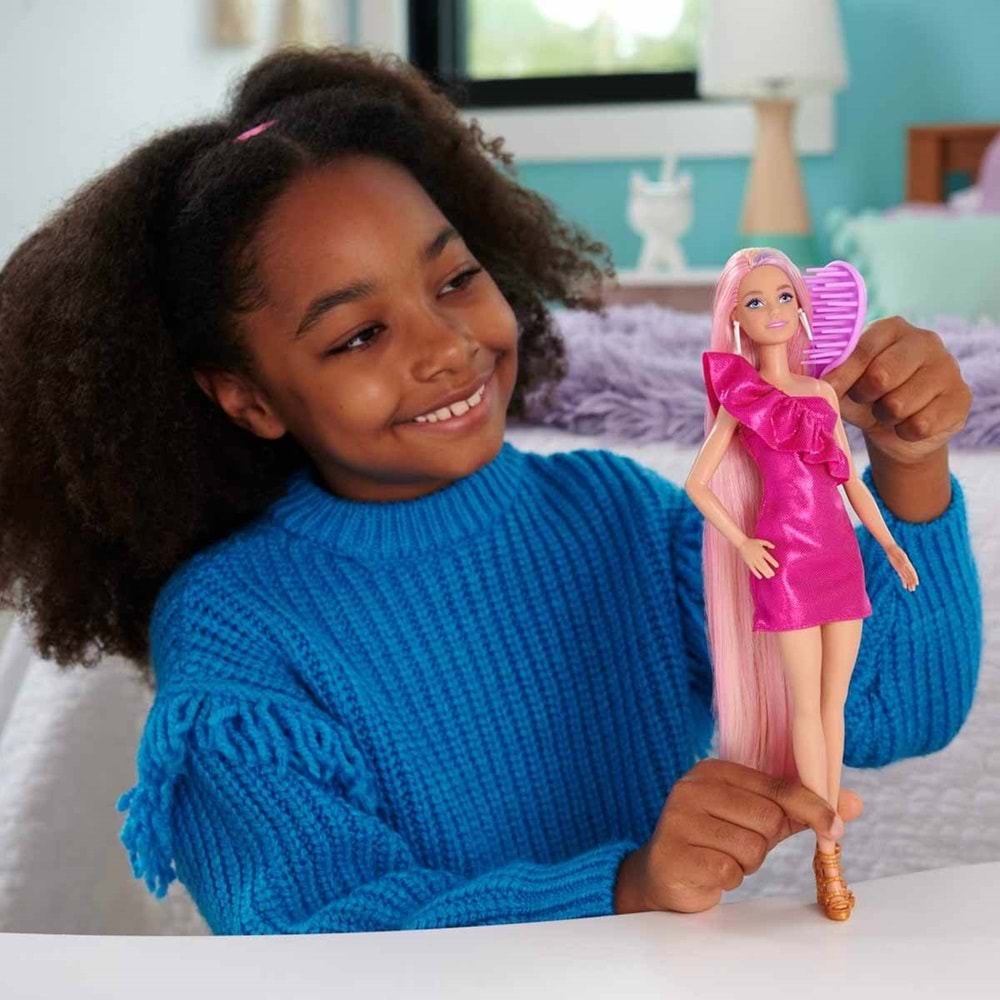 Barbie® Upuzun Muhteşem Saçlı Bebekler Pembe Saçlı Bebek JDC85
