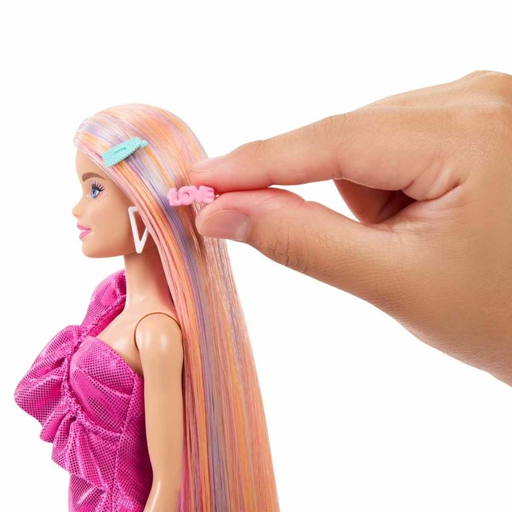 Barbie® Upuzun Muhteşem Saçlı Bebekler Pembe Saçlı Bebek JDC85