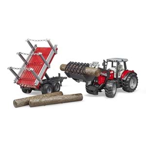 Massey Ferguson 7480 Kepçeli Traktör & Kütük Taşiyan Römork BR02046