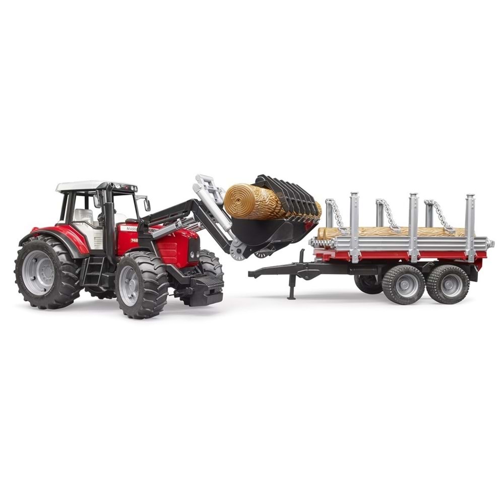 Massey Ferguson 7480 Kepçeli Traktör & Kütük Taşiyan Römork BR02046