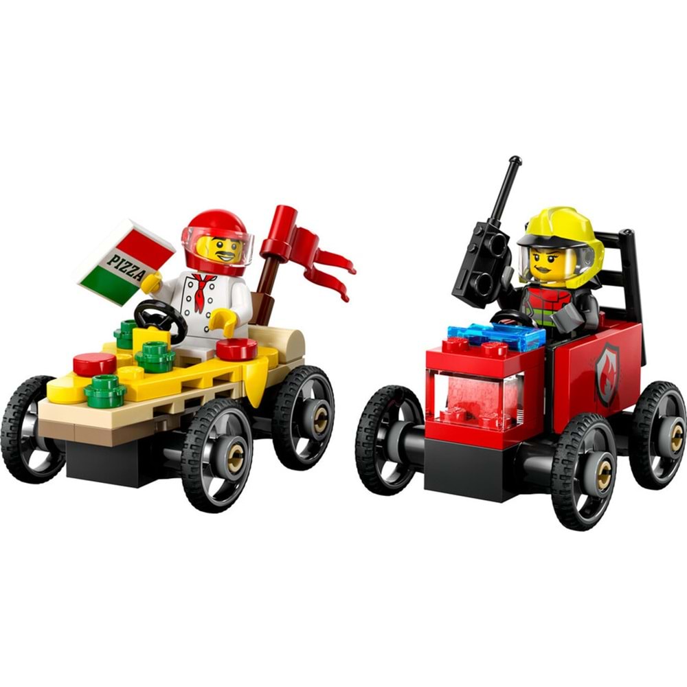 LEGO-60458 City Pizza Arabası İtfaiye Kamyonuna Karşı Yarış Arabası Paketi