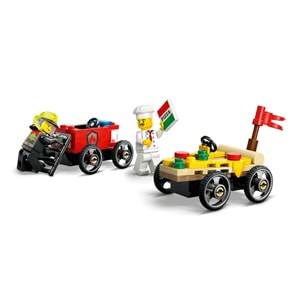 LEGO-60458 City Pizza Arabası İtfaiye Kamyonuna Karşı Yarış Arabası Paketi