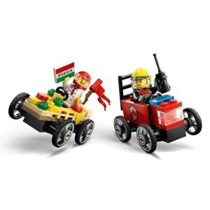 LEGO-60458 City Pizza Arabası İtfaiye Kamyonuna Karşı Yarış Arabası Paketi