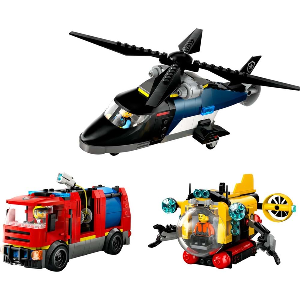 LEGO-60462 City Helikopter, İtfaiye Kamyonu ve Denizaltı Karışımı