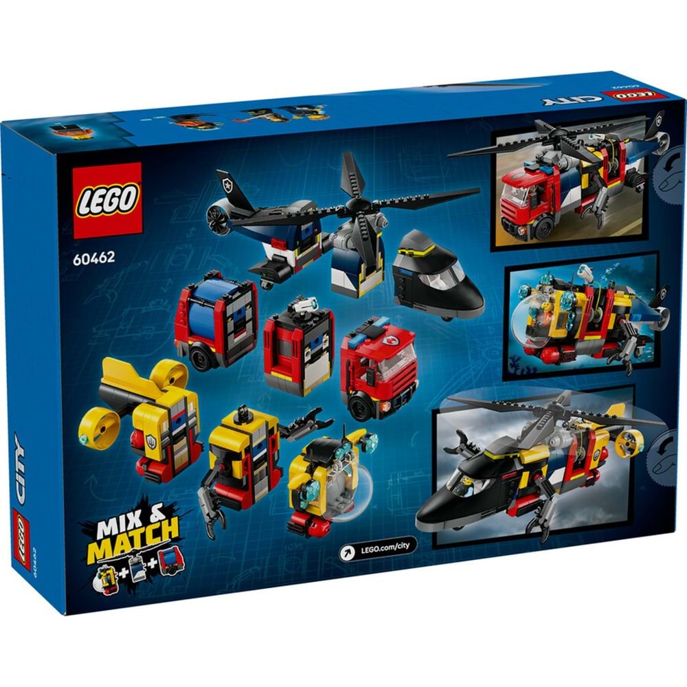 LEGO-60462 City Helikopter, İtfaiye Kamyonu ve Denizaltı Karışımı