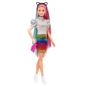 Barbie Leopar Desenli Saçlar Bebeği GRN81