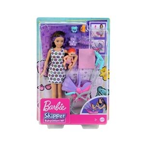 Barbie® Skipper® Bebek Bakıcısı™ Mor Saçlı Bebek ve Oyun Seti GXT34