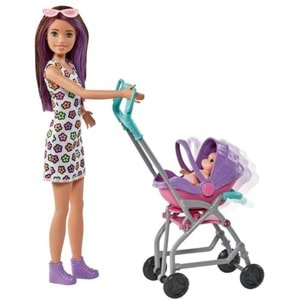 Barbie® Skipper® Bebek Bakıcısı™ Mor Saçlı Bebek ve Oyun Seti GXT34