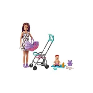 Barbie® Skipper® Bebek Bakıcısı™ Mor Saçlı Bebek ve Oyun Seti GXT34